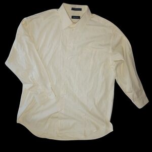 Nautica Men’s 17/32/33 Cream Long Sleeve Button-Up Vintage Dress Shirt Classic